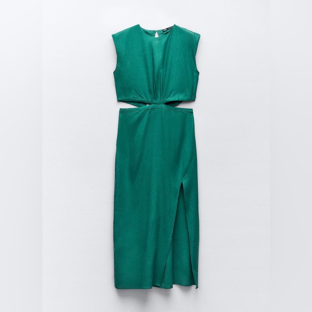 Zara Cut-out Linen Blend Dress - Size Small - New with Tags